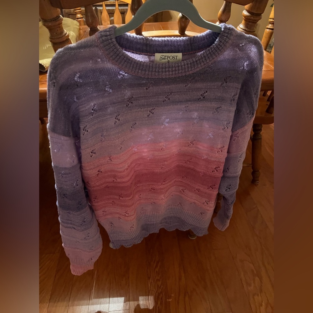 The Post Pink and Purple Sweater